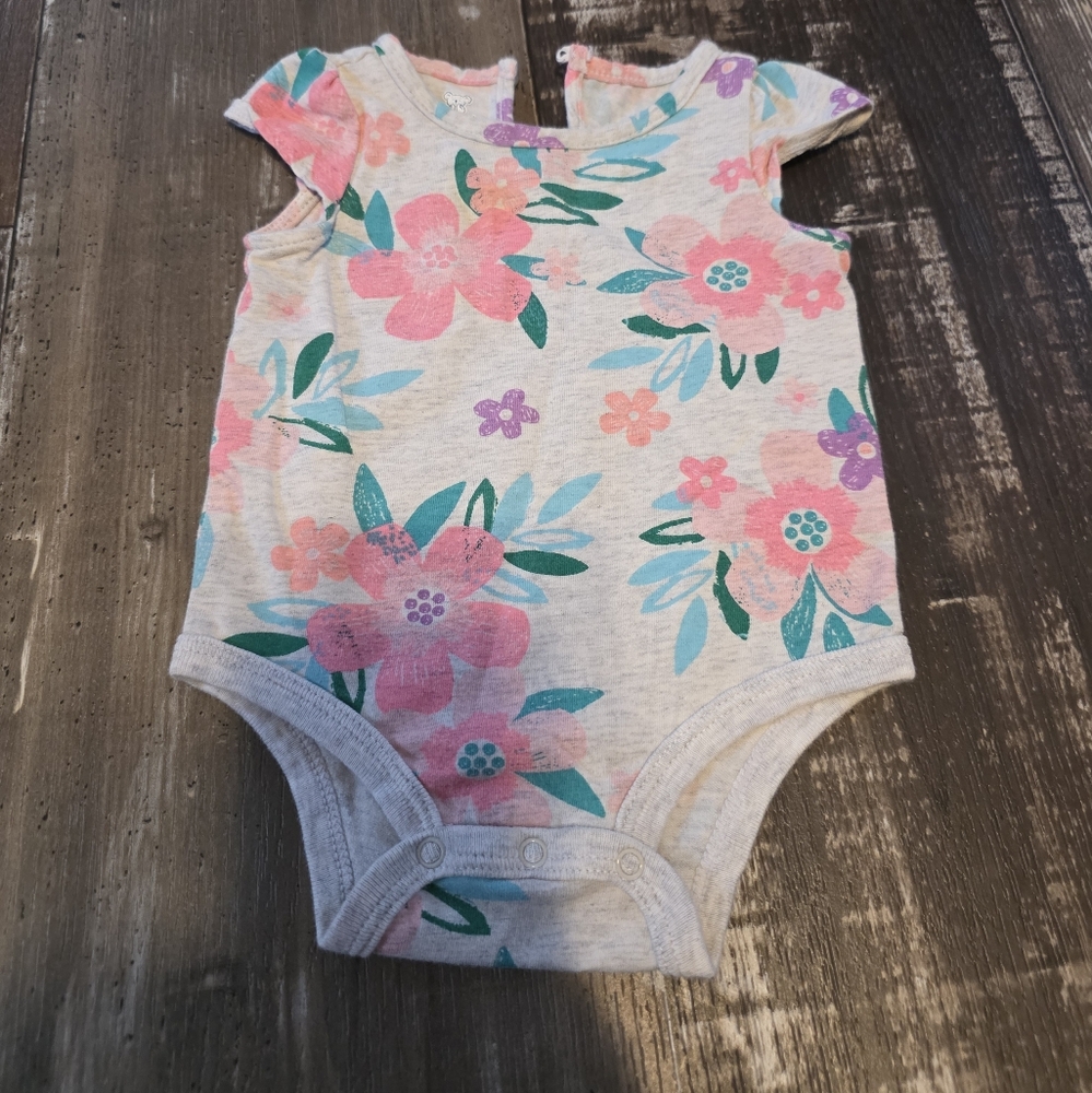 Koala Kids Pink and Green Floral Bodysuit